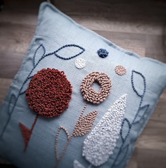 poduszki plecione Poduszka dekoracyjna kwiaty Boho punch needle