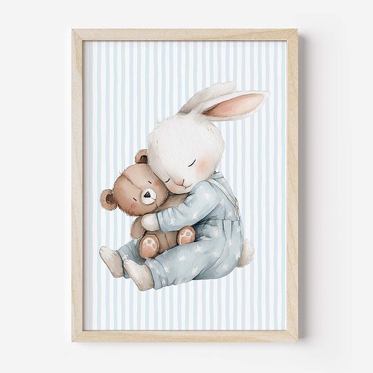 obrazy i plakaty do pokoju dziecięcego Plakat Na Ścianę Dla Chłopca Niebieskie króliczki nr. 5
