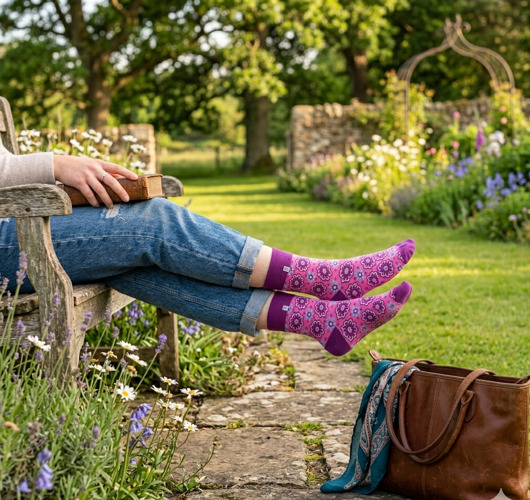 skarpetki damskie Różowe skarpetki w kolorowe kwiatki