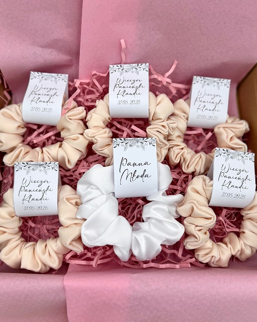 dodatki ślubne Wieczór Panieński Scrunchies z personalizacją