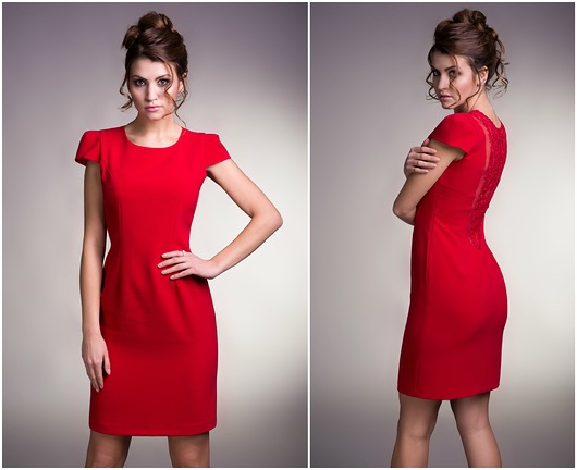 Czerwona Classy z koronkowymi plecami RegardFashion
