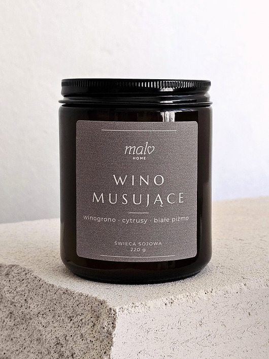 świeczniki i świece Świeca sojowa zapachowa Wino Musujące 220 g