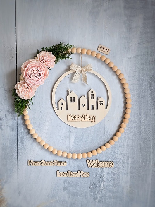 wianki Wiosenny wianek z napisem do wyboru