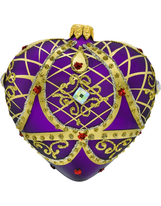 ozdoby choinkowe Bombka choinkowa: Serce ze złotymi zdobieniami i kryształkami: purpurowe