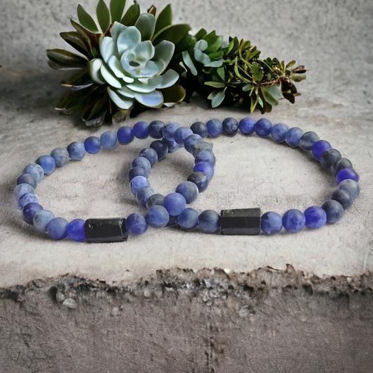 bransoletki z kamieni naturalnych WYSYŁKA 24h KOMPLET dla PARY : sodalit & turmalin : ochronne bransoletki