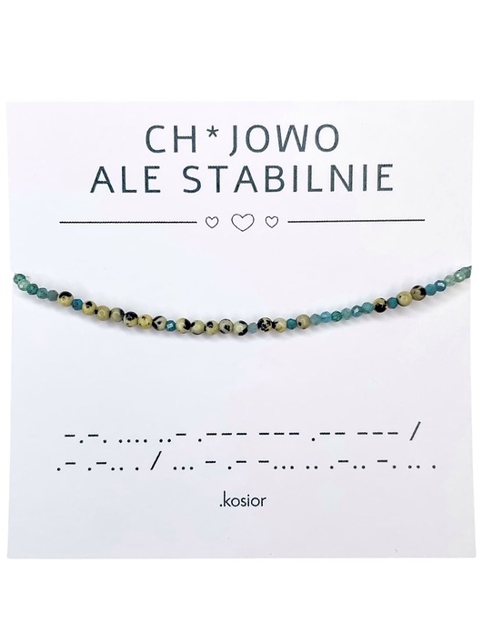 bransoletki na sznurku Bransoletka z alfabetem Morse Apatyt, Jaspis dalmatyński