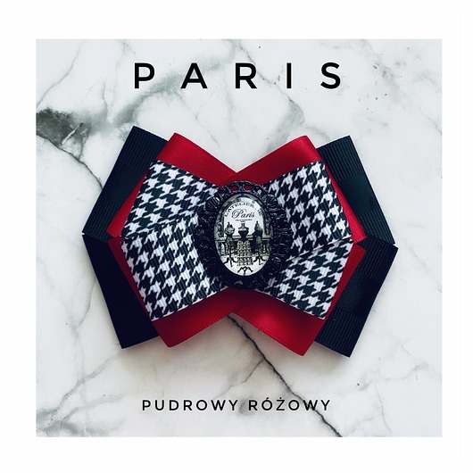 broszki Kolekcja PARIS  z grafiką retro w stylu francuskim