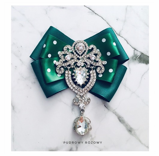 broszki Zielona Brosza z Dużym Kryształem NEW