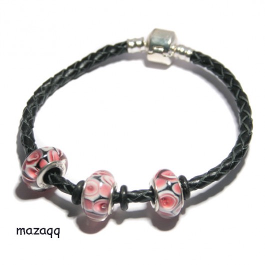 Bransoletka mini czarna z różowym - 19 cm mazaqq