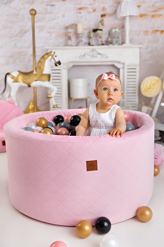 zabawki - inne Basen z kulkami różowy pikowany velvet