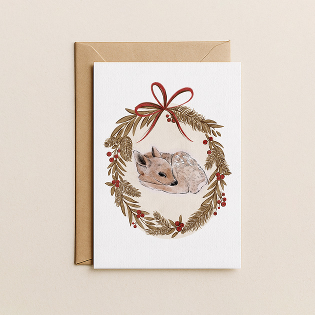 kartki świąteczne Kartka świąteczna z sarenką