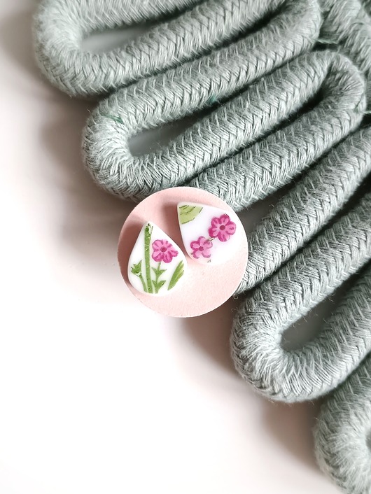 kolczyki ceramiczne Kolczyki ceramiczne w kwiaty