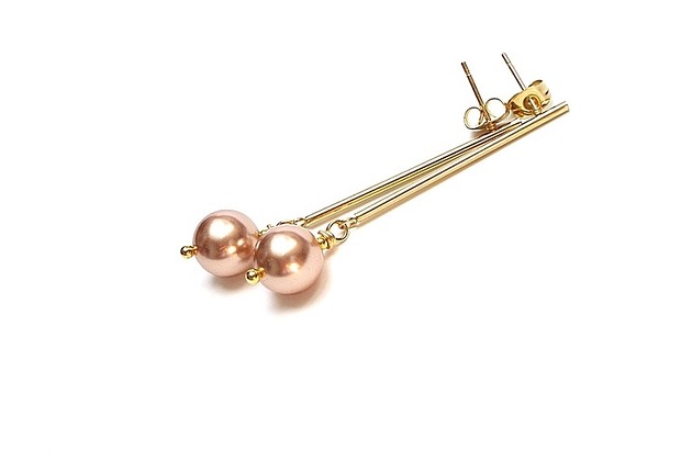 kolczyki pozłacane Kolczyki pozłacane Stick /champagne pearls/  alloys collection