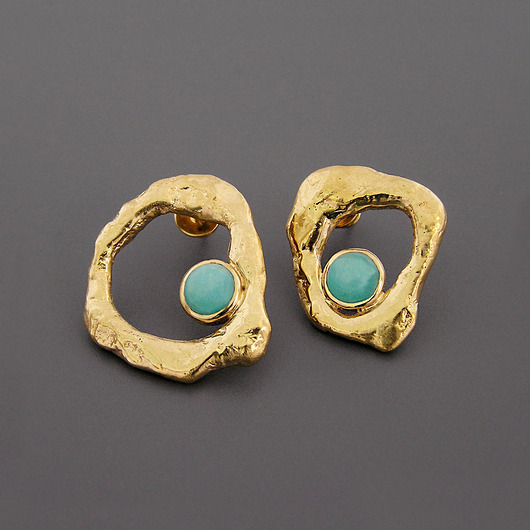 kolczyki pozłacane Unikatowe kolczyki pozłacane z amazonitem