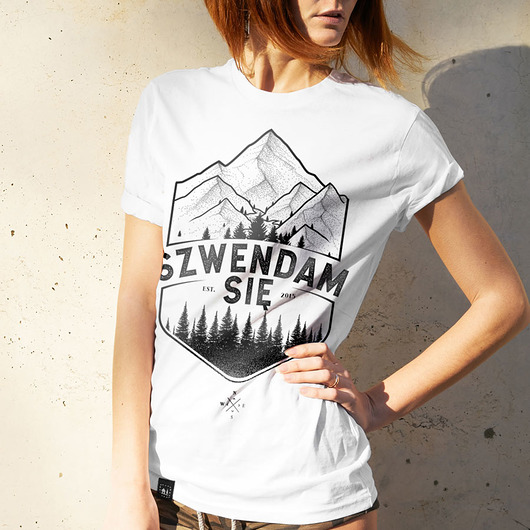 t-shirt damskie Koszulka damska SZWENDAM SIĘ/GÓRY biała 2 -