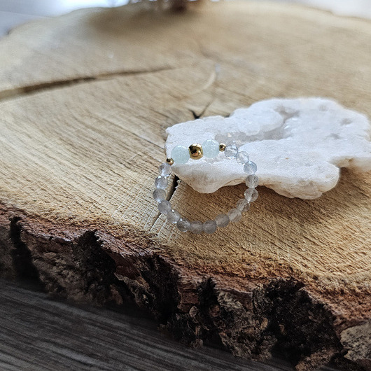 pierścionki elastyczne Pierścionek z jadeitem i labradorytem