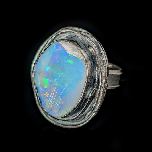 pierścionki srebrne Pierścionek Aurora Borealis opal