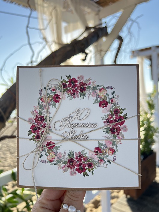 kartki scrapbooking Rustykalna kartka życzenia z okazji 60. rocznicy ślubu - 60 rocznica