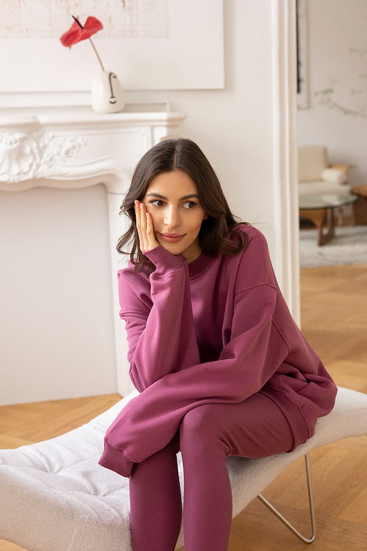 bluza bez kaptura damska Bluza Biggie Liliowy Róż