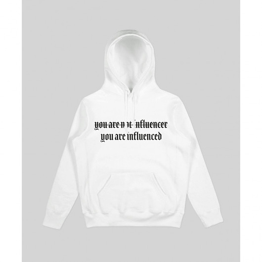 Not Influencer White Hoodie Back to Black