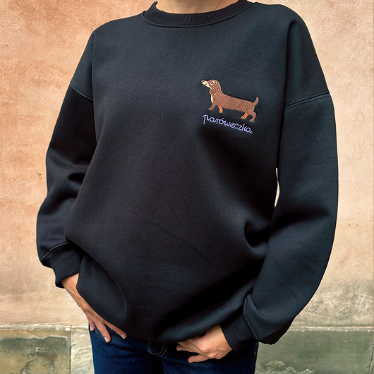 bluza bez kaptura damska Bluza Jamnik Czarna