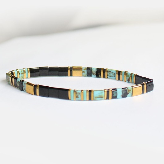 bransoletki z kamieni naturalnych Filigranowa 14,5 cm - odporność - onyks, turkus afrykański, hematyt