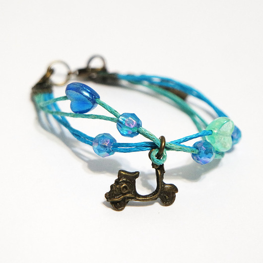 bransoletki na sznurku Bransoletka - Skuter - sznureczki, niebieska