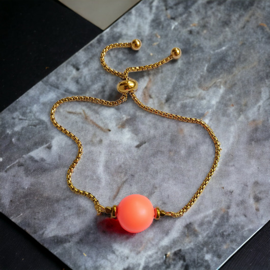 bransoletki złote Swarovski neon pearls : ONE : neon orange
