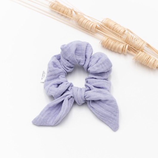 gumki do włosów Scrunchie/frotka muślin lawendowa