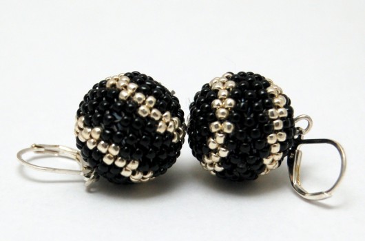 Kolczyki Beaded Beads kuleczki czarno srebrne MadeByInati