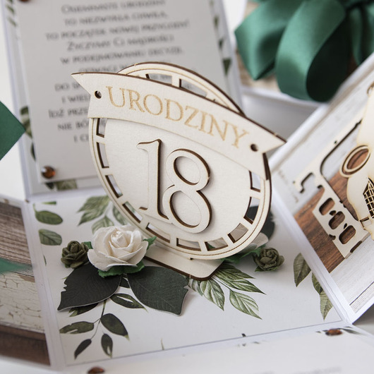 kartki scrapbooking 18 urodziny, exploding box, kartka 3d osiemnastka