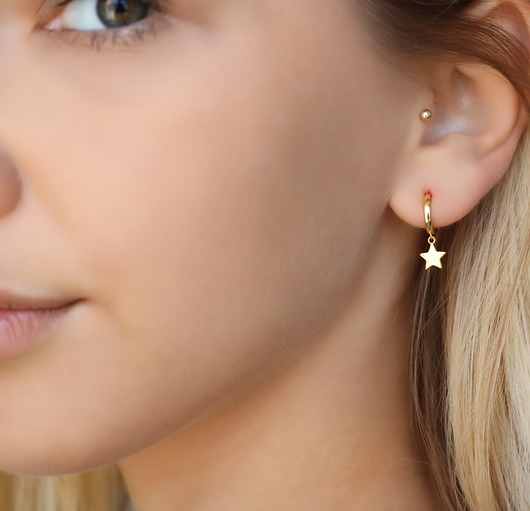 kolczyki pozłacane Kolczyki gwiazdki srebro 925 pozłacane