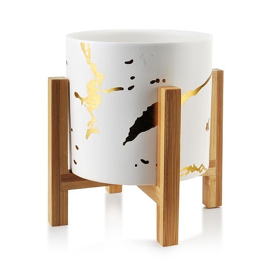 Kwietnik Osłonka Doniczka na Stojaku White Marble MIA home