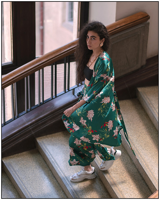 bluzki kimonowe damskie Jedwabne 100% kimono w kwiaty, Haori