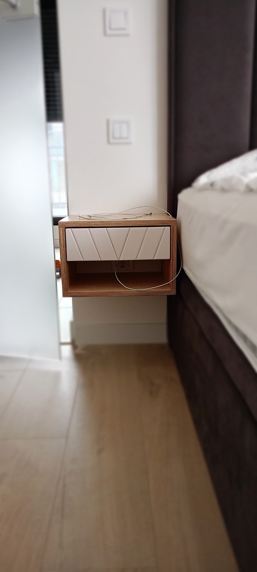 komody i szafki Minimalistyczna wisząca szafka nocna z szufladą i półką