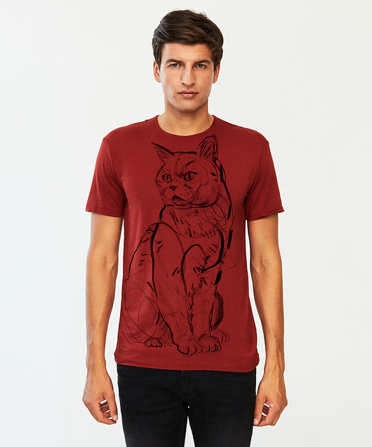 t-shirty męskie British Cat Men's T-shirt marsala