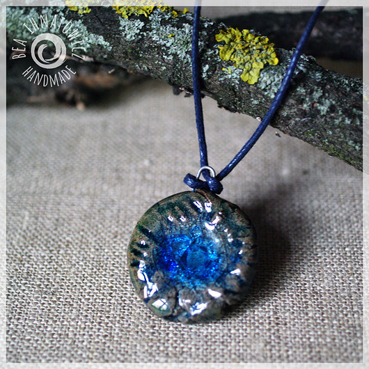 wisiory Niebieski wisior ceramiczny SEAGLASS, naszyjnik z duszą