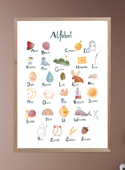 obrazy i plakaty do pokoju dziecięcego Alfabet grafika do pokoiku