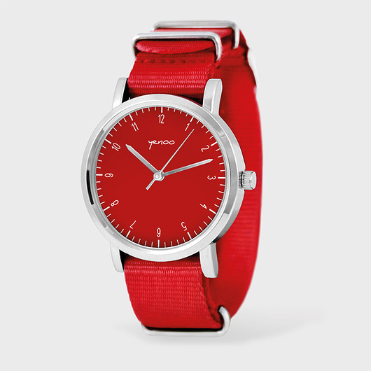 Zegarek - Simple elegance - czerwony, nato yenoo