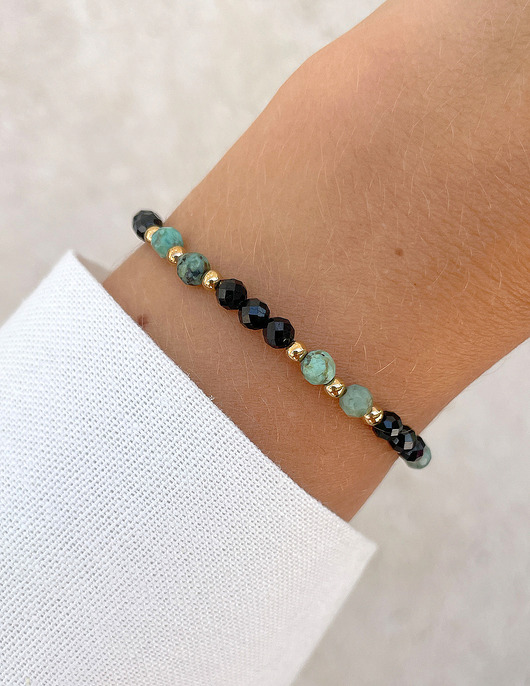 bransoletki z kamieni naturalnych Talizman - czarny turmalin, turkus afrykański, hematyt