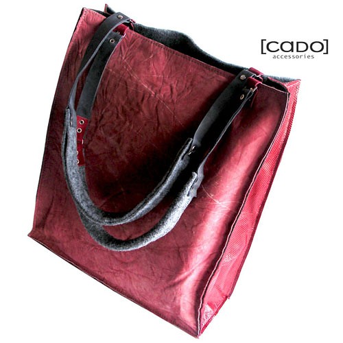 Filcowa Skórzana Torebka Handmade - vintage red CADOaccessories