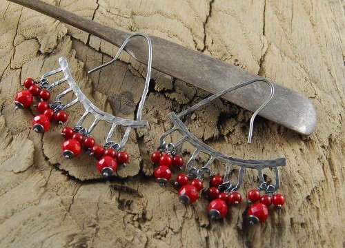 kolczyki wire wrapping Koralowce