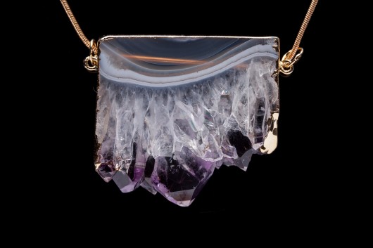 Brazi Colare Plaster Ametystu w złocie Brazi Druse Jewelry