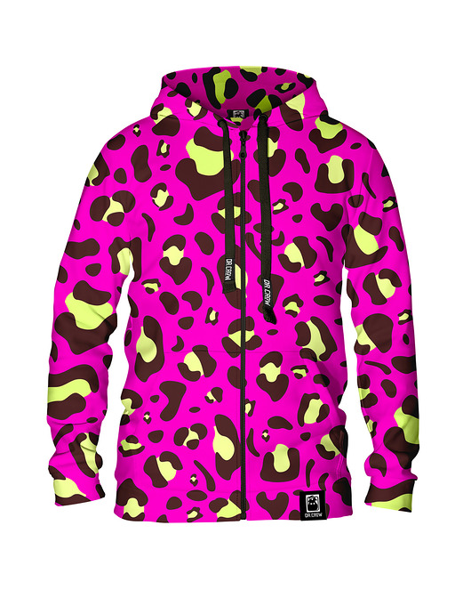 bluza z kapturem damska Damska Bluza Expres Zamek DR.CROW Panterka Pink