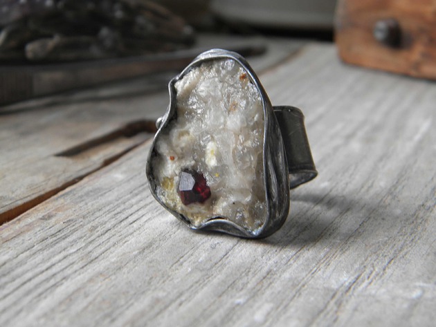 biżuteria męska Granat w kwarcycie    - pierścionek