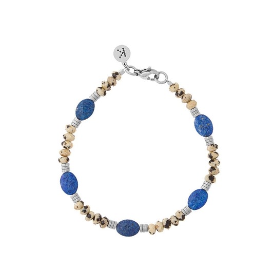 bransoletki z kamieni naturalnych Bransoletka Lapis Lazuli x Kamień Dalmatyński - -srebrne hematyty - Srebrna s