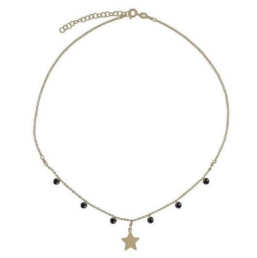 Srebrny pozłacany choker gwiazdka czarne cyrkoni ATdiament