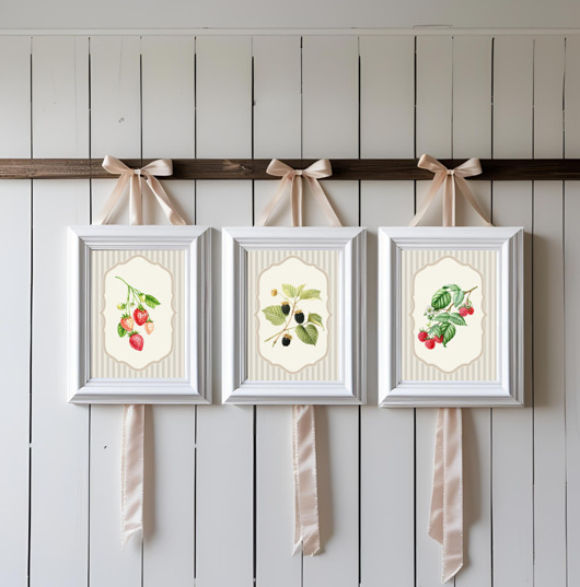 grafiki i ilustracje 3 PLAKATY truskawki galeria botaniczne owoce