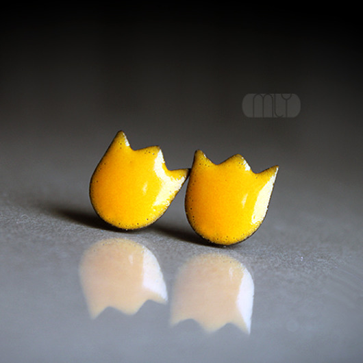 kolczyki ceramiczne Tulipany/stal chirurgiczna/