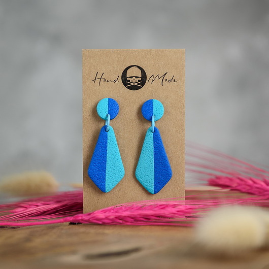 kolczyki z masy plastycznej Kolczyki Zuza - niebiesko-błękitne